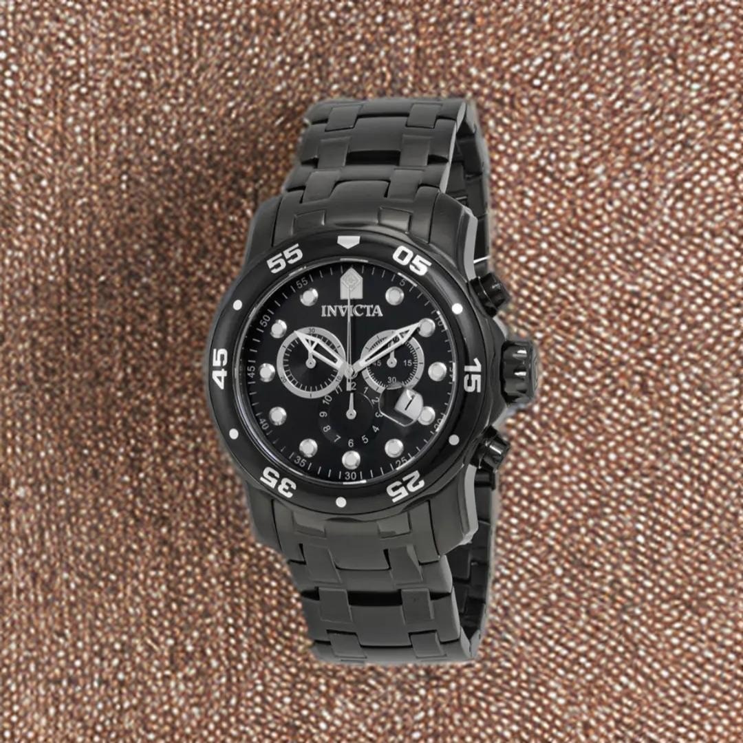 Invicta Pro Diver 0076 Chronograph Watch 48 Mm Black Ion Plated Stainless Steel